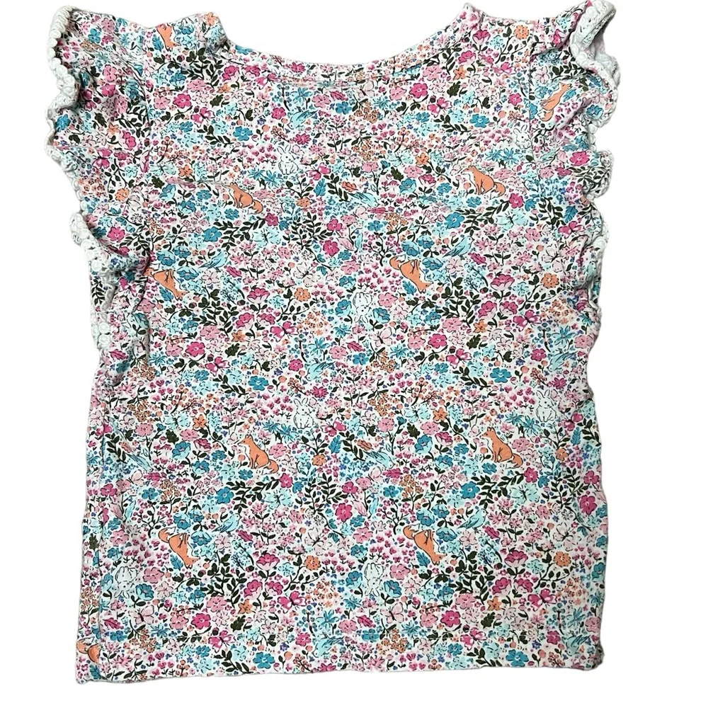 Carter’s | Flutter sleeve floral short sleeve crew neck tee shirt size 2T